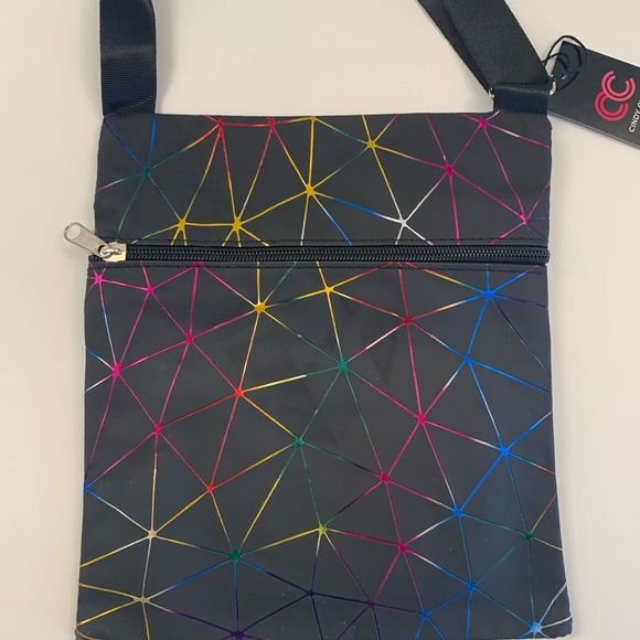 Geometric Four Pocket Crossbody Handbag – Black/multi - Picture 2 of 8